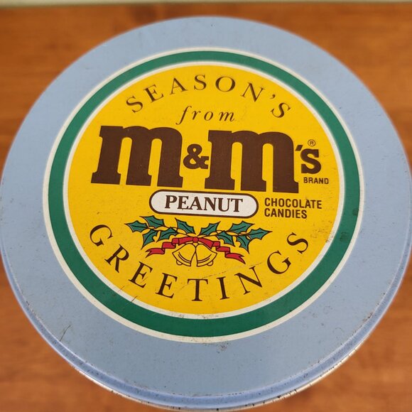 M & M Season's Greetings Christmas Tin 1991 Collectible Santa Village Vintage T3 - Picture 6 of 8
